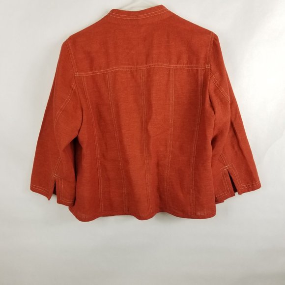 Coldwater Creek Open Front Dress Jacket Size P10 Burnt Orange - Picture 2 of 4
